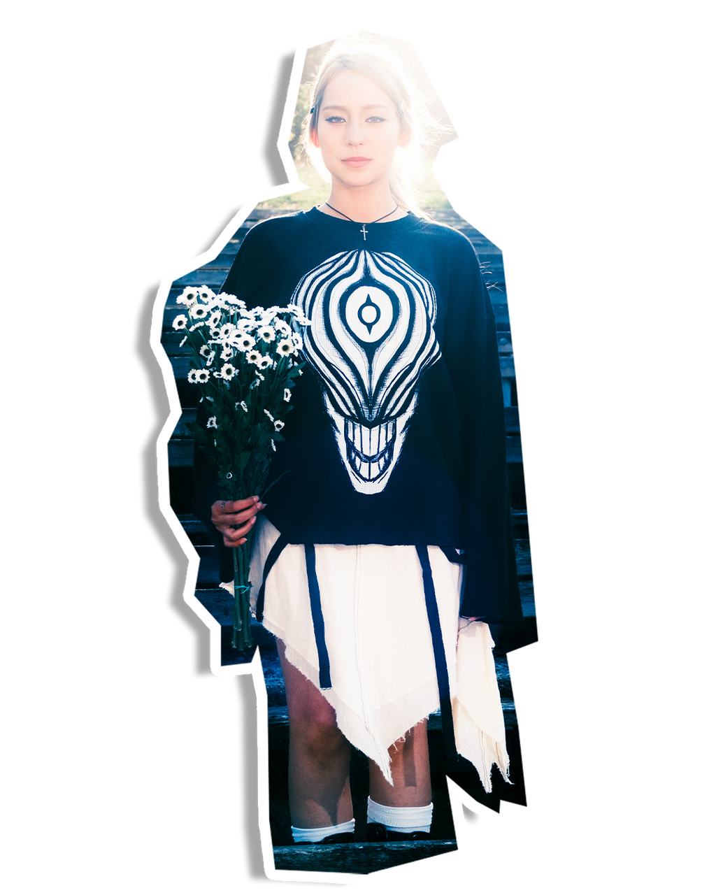 "She loves you." waffle knit longsleeve