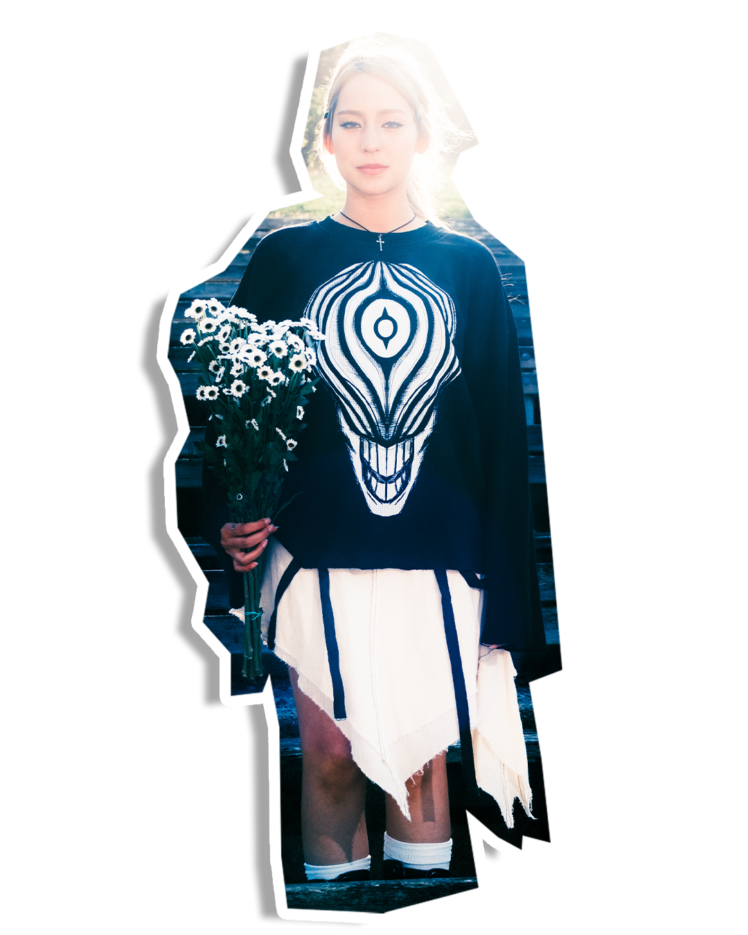 "She loves you." waffle knit longsleeve