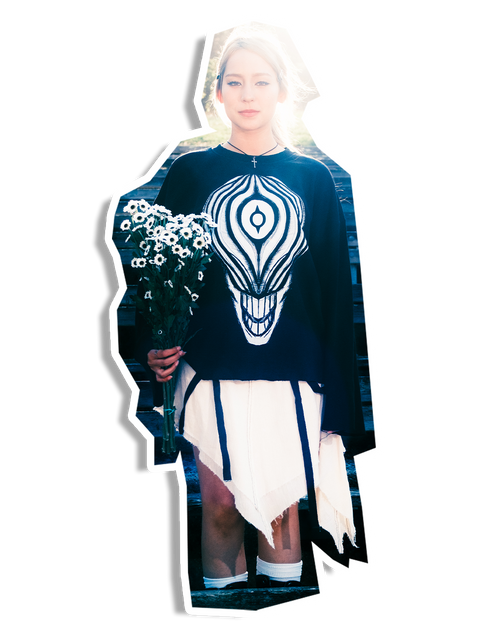 "She loves you." waffle knit longsleeve